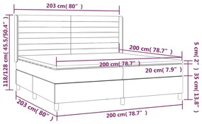 Giroletto a Molle con Materasso Crema 200x200 cm in Tessuto