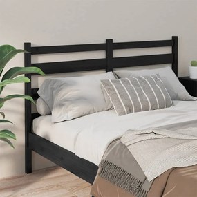 Testiera per letto nera 186x4x100 cm in legno massello di pino