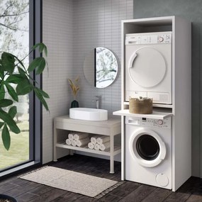 Mobile lavanderia per lavatrice e asciugatrice, bianco P 64 x L 70 x H 203 cm