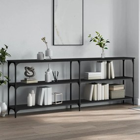Tavolino Consolle Nero 200x29x75 Cm İn Legno Multistrato /