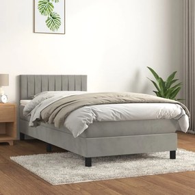 Giroletto A Molle Con Materasso Grigio Chiaro 90x200 Cm Velluto /