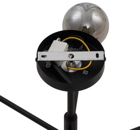 Plafoniera moderna nera con vetro fumé a 6 luci - Ryan