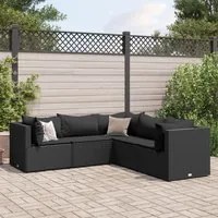 Set Divani da Giardino 5 pz con Cuscini Nero in Polyrattan 3308123