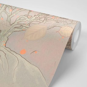 Carta da parati – Albero autunnale disegnato