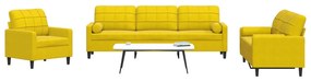 Set Di Divani 3 Pz Con Cuscini E Rinforzi Giallo İn Velluto /