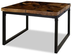Tavolino da caffè in legno di teak e resina 60x60x40 cm