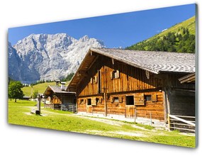 Quadro acrilico Casa. Montagna. Paesaggio. Natura 100x50 cm
