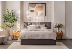 Letto matrimoniale imbottito grigio con contenitore, materasso e rete inclusi 160x200 cm Thessa Bold Line – Bonami Selection