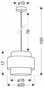 Lampada a sospensione con paralume tessile in nero-naturale ø 20 cm Twin - Candellux Lighting