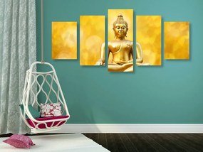 Quadri 5 pezzi – Statua dorata di Buddha