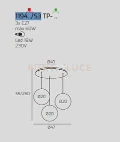 Sosp. cromo 3 luci tondo vetri piccoli fume' 1194cr-s3 tp-fu