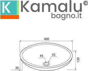Lavabo in marmo colore crema 40cm con bordo arrotondato | Litos-SC40 - KAMALU