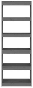 Libreria/divisorio grigio 60x30x167,5 cm in massello di pino