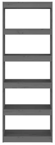 Libreria/divisorio grigio 60x30x167,5 cm in massello di pino