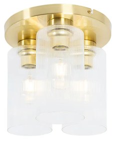 Plafoniera Art Déco dorata con vetro 3 luci - Laura