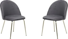 Sedia poltroncina in velluto Grigio Scuro con gambe in metallo Oro - PARIS 2 sedie