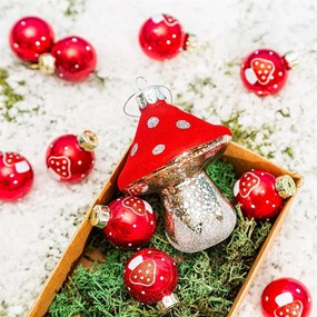 Set di palline di Natale in vetro fatte a mano 12 pz ø 3 cm Mushroom Mini – Sass &amp; Belle