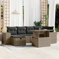 Set Divani da Giardino 7 pz con Cuscini Grigio in Polyrattan 3275300