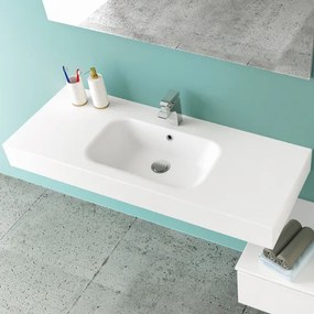 Lavabo sospeso 121x46 cm mineralmarmo finitura bianco opaco