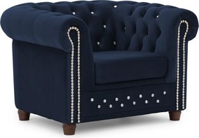 Poltrona chesterfield blu con rivestimento in velluto York Blik – Ropez