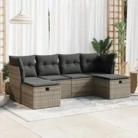 Set Divano da Giardino 6 pz con Cuscini Grigio in Polyrattan 3325326