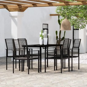 Set da pranzo da giardino 7 pz nero
