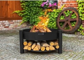Braciere Da Giardino Artigianale In Ferro Con Porta Legna Montana 80 cm Cook King