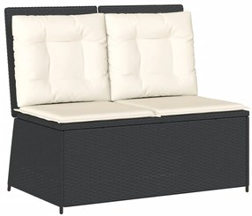 Set salotto da giardino con cuscini 7pz nero polyrattan