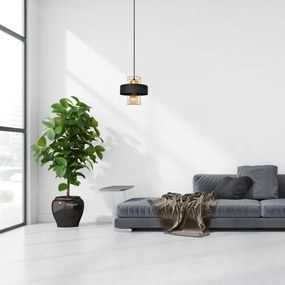 Lampadario a sospensione con filo VOLTA 1xE27/15W/230V nero/oro