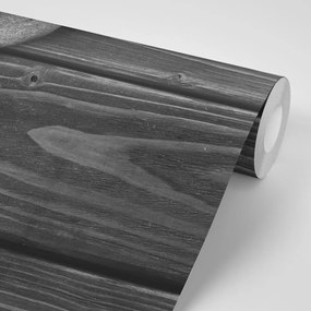 Carta da parati – Pietre bianco e nero su legno