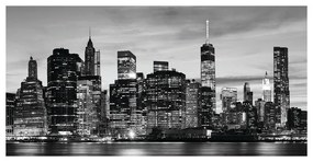 Stampa su tela Skyline New York b&w, bianco e nero 190 x 90 cm