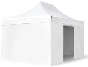 TOOLPORT 3x4,5m gazebo pieghevole PES con laterali, PROFESSIONAL alluminio, bianco - (600193)