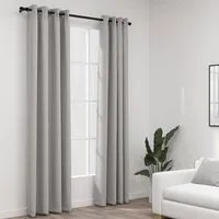 Tende Oscuranti Effetto Lino con Occhielli 2pz 140x225cm Grigio cod mxl 54816