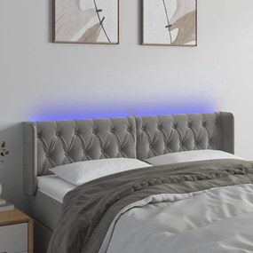 Testiera A Led Grigio Chiaro 163x16x78/88 Cm İn Velluto /
