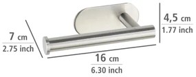 WENKO 24166100 - Portarotolo per carta igienica TURBO-LOC OREA MATT 16x7 cm acciaio inox/argento