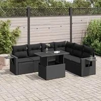 Set Divani da Giardino con Cuscini 7pz Nero Polyrattan 3326486