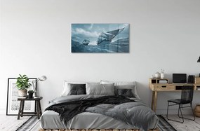 Quadro in vetro Nave tempesta cielo mare 100x50 cm