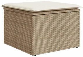 Set Divano da Giardino 10 pz con Cuscini Beige in Polyrattan