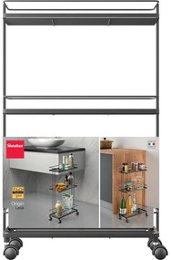 Carrello portaoggetti nero opaco in acciaio 38x62x16 cm Lava – Metaltex