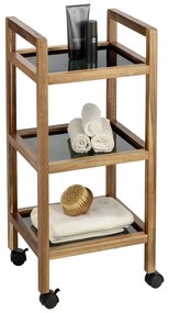 Scaffale per il bagno nero/di colore naturale in acacia massiccia 35x76,5 cm Fondi – Wenko