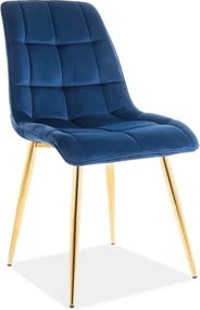 Sedia Chic in velluto blu navy/oro Blu86