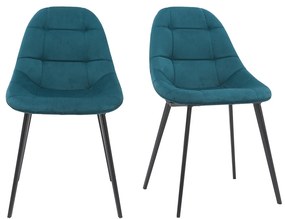 Sedie design in velluto blu petrolio e metallo (set di 2) COX