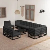 Set Divani da Giardino 10 pz con Cuscini Legno Massello di Pino cod mxl 39640