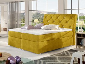 Letto matrimoniale boxspring Missouri - 160 x 200 cm , Tessuto giallo