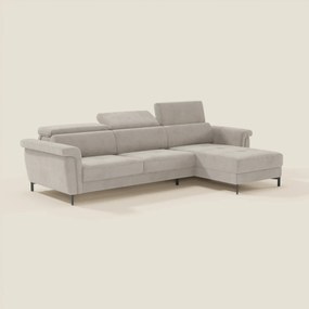 Capri Divano letto angolare con penisola contenitore e poggiatesta reclinabili - elegante tessuto smacchiabile T30