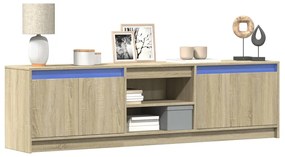Mobile Porta Tv Con Led Rovere Sonoma 180x34x50cm İn Truciolato /