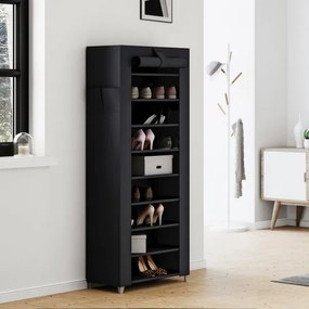 Armadio salvaspazio in tessuto con ripiani MATIS 58x160 cm, nero