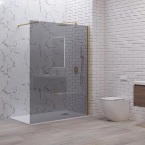 Doccia walk in 120 cm vetro fumè e profilo oro spazzolato | KW-100GF - KAMALU