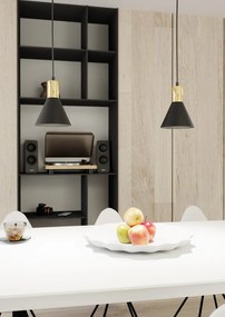 Lampada a sospensione in acciaio ROSA 1 nero/bianco e oro E14