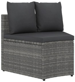 Set Divani da Giardino 4 pz con Cuscini in Polyrattan Grigio